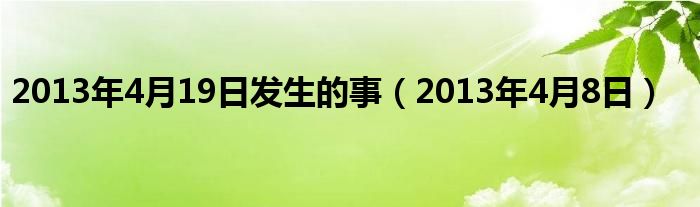 2013年4月19日发生的事（2013年4月8日）