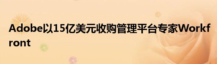 Adobe以15亿美元收购管理平台专家Workfront