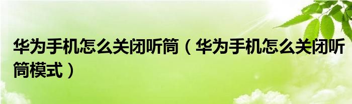 华为手机怎么关闭听筒（华为手机怎么关闭听筒模式）