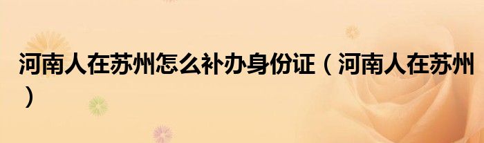 河南人在苏州怎么补办身份证（河南人在苏州）