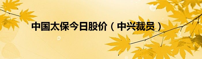 中国太保今日股价（中兴裁员）