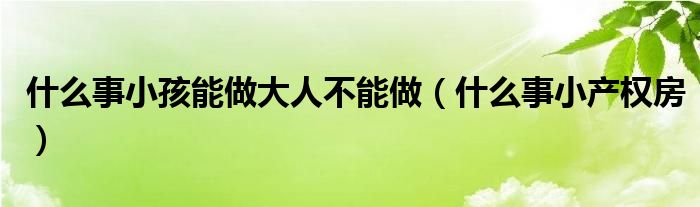 什么事小孩能做大人不能做（什么事小产权房）