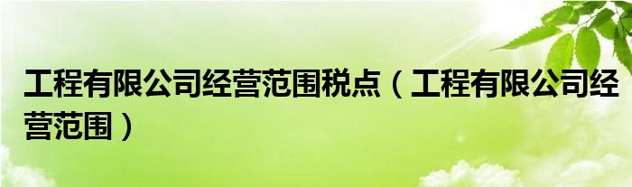 工程有限公司经营范围税点（工程有限公司经营范围）