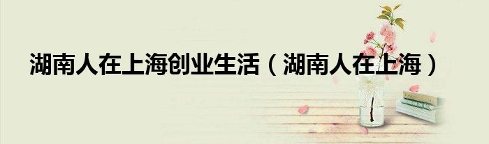 湖南人在上海创业生活（湖南人在上海）