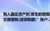 购入固定资产时,发生的增值税进项税应计人“应交税金一应交增值税(进项税额)”账户,不含固定资产成本()