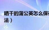 晒干的蒲公英怎么保存（晒干的蒲公英保存方法）