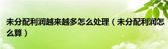 未分配利润越来越多怎么处理（未分配利润怎么算）