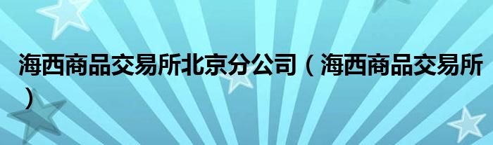 海西商品交易所北京分公司（海西商品交易所）