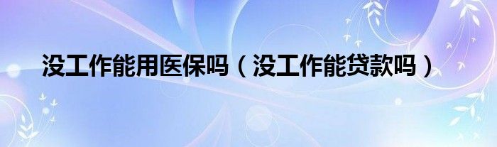 没工作能用医保吗（没工作能贷款吗）