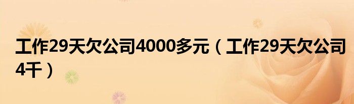 工作29天欠公司4000多元（工作29天欠公司4千）