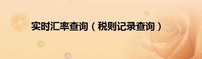 实时汇率查询（税则记录查询）