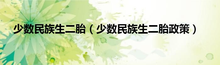 少数民族生二胎（少数民族生二胎政策）
