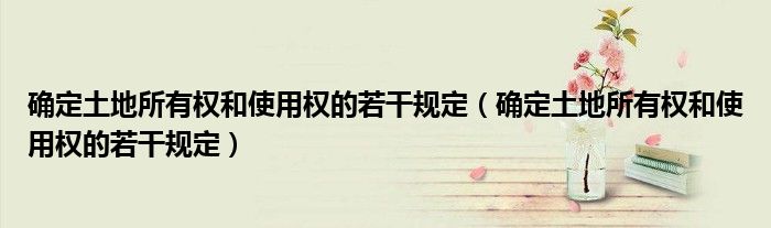 确定土地所有权和使用权的若干规定（确定土地所有权和使用权的若干规定）