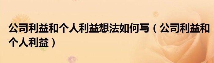 公司利益和个人利益想法如何写（公司利益和个人利益）