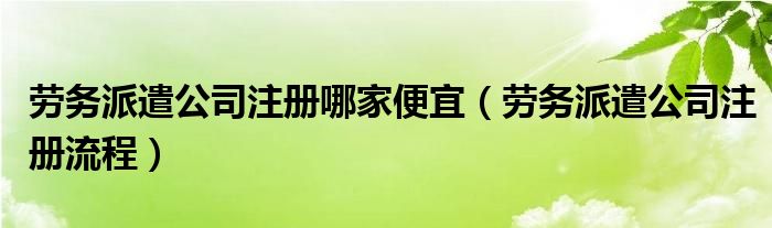 劳务派遣公司注册哪家便宜（劳务派遣公司注册流程）