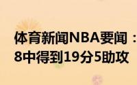 体育新闻NBA要闻：投篮失准布克全场22投8中得到19分5助攻