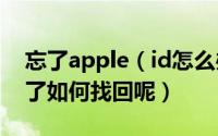 忘了apple（id怎么办 苹果Apple id密码忘了如何找回呢）