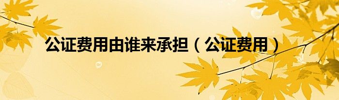 公证费用由谁来承担（公证费用）