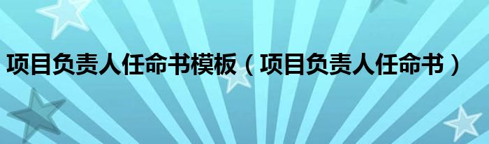 项目负责人任命书模板（项目负责人任命书）