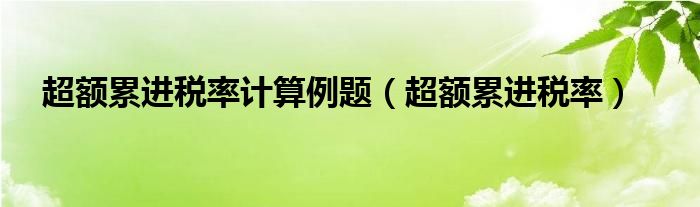 超额累进税率计算例题（超额累进税率）