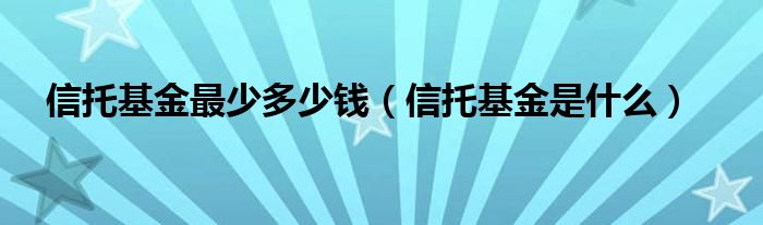  信托基金最少多少钱（信托基金是什么）