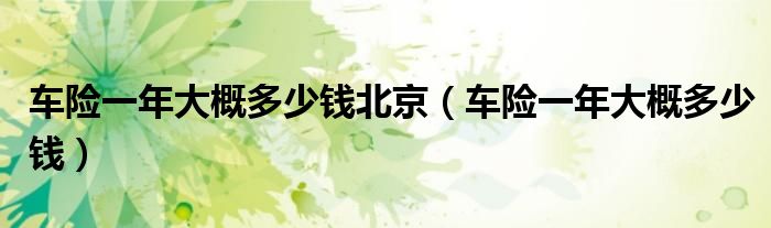 车险一年大概多少钱北京（车险一年大概多少钱）