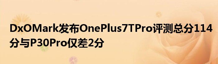 DxOMark发布OnePlus7TPro评测总分114分与P30Pro仅差2分