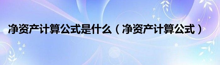 净资产计算公式是什么（净资产计算公式）