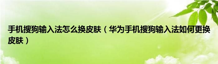 手机搜狗输入法怎么换皮肤（华为手机搜狗输入法如何更换皮肤）