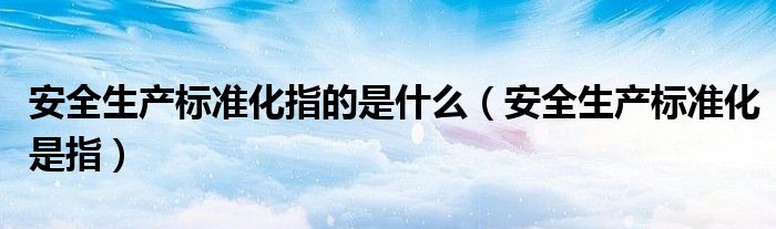  安全生产标准化指的是什么（安全生产标准化是指）