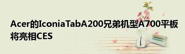 Acer的IconiaTabA200兄弟机型A700平板将亮相CES