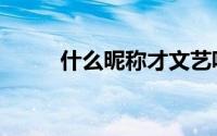 什么昵称才文艺呢（文艺的昵称）