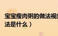 宝宝瘦肉粥的做法视频教程（宝宝瘦肉粥的做法是什么）