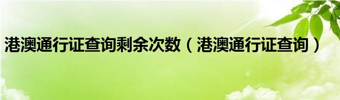 港澳通行证查询剩余次数（港澳通行证查询）