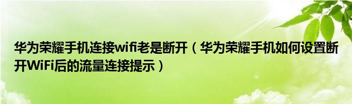 华为荣耀手机连接wifi老是断开（华为荣耀手机如何设置断开WiFi后的流量连接提示）