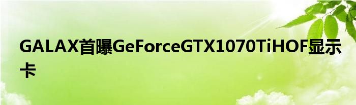 GALAX首曝GeForceGTX1070TiHOF显示卡