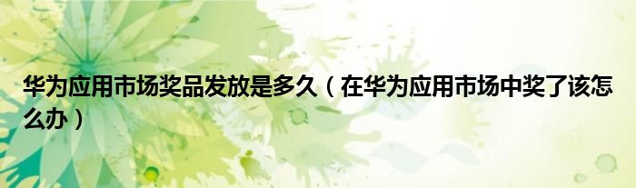 “华为应用市场奖品发放是多久（在华为应用市场中奖了该怎么办）