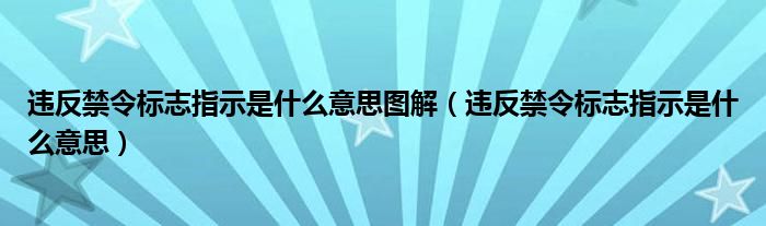 违反禁令标志指示是什么意思图解（违反禁令标志指示是什么意思）