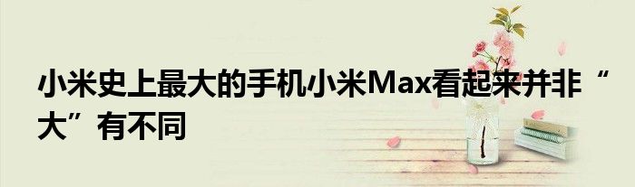 小米史上最大的手机小米Max看起来并非“大”有不同