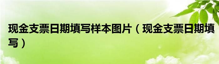 现金支票日期填写样本图片（现金支票日期填写）
