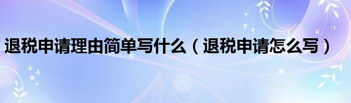 退税申请理由简单写什么（退税申请怎么写）