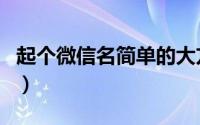 起个微信名简单的大方的（微信名字简单大方）