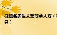 微信名男生文艺简单大方（有品位又文艺范儿的男生微信网名）