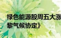 绿色能源股周五大涨 美国刚刚重新加入《巴黎气候协定》