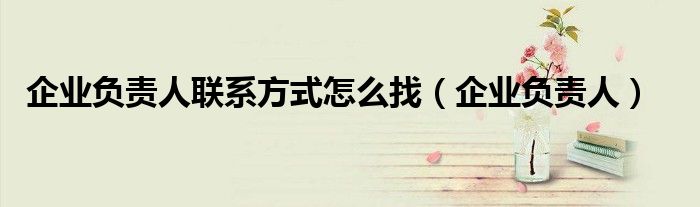 企业负责人联系方式怎么找（企业负责人）