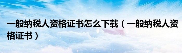 一般纳税人资格证书怎么下载（一般纳税人资格证书）