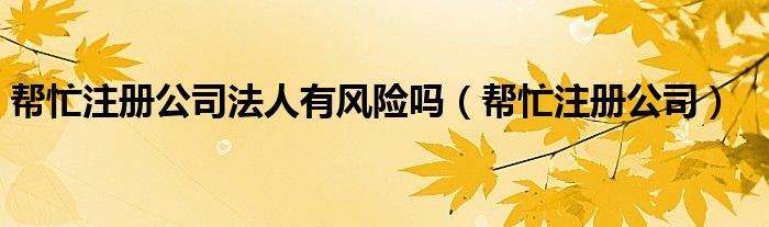帮忙注册公司法人有风险吗（帮忙注册公司）
