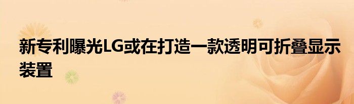 新专利曝光LG或在打造一款透明可折叠显示装置