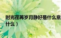 时光荏苒岁月静好是什么意思（时光荏苒岁月静好后2句是什么）