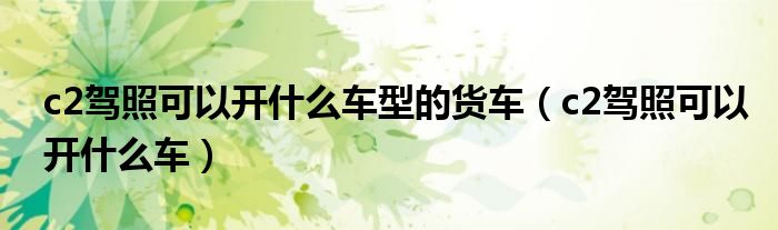 c2驾照可以开什么车型的货车（c2驾照可以开什么车）